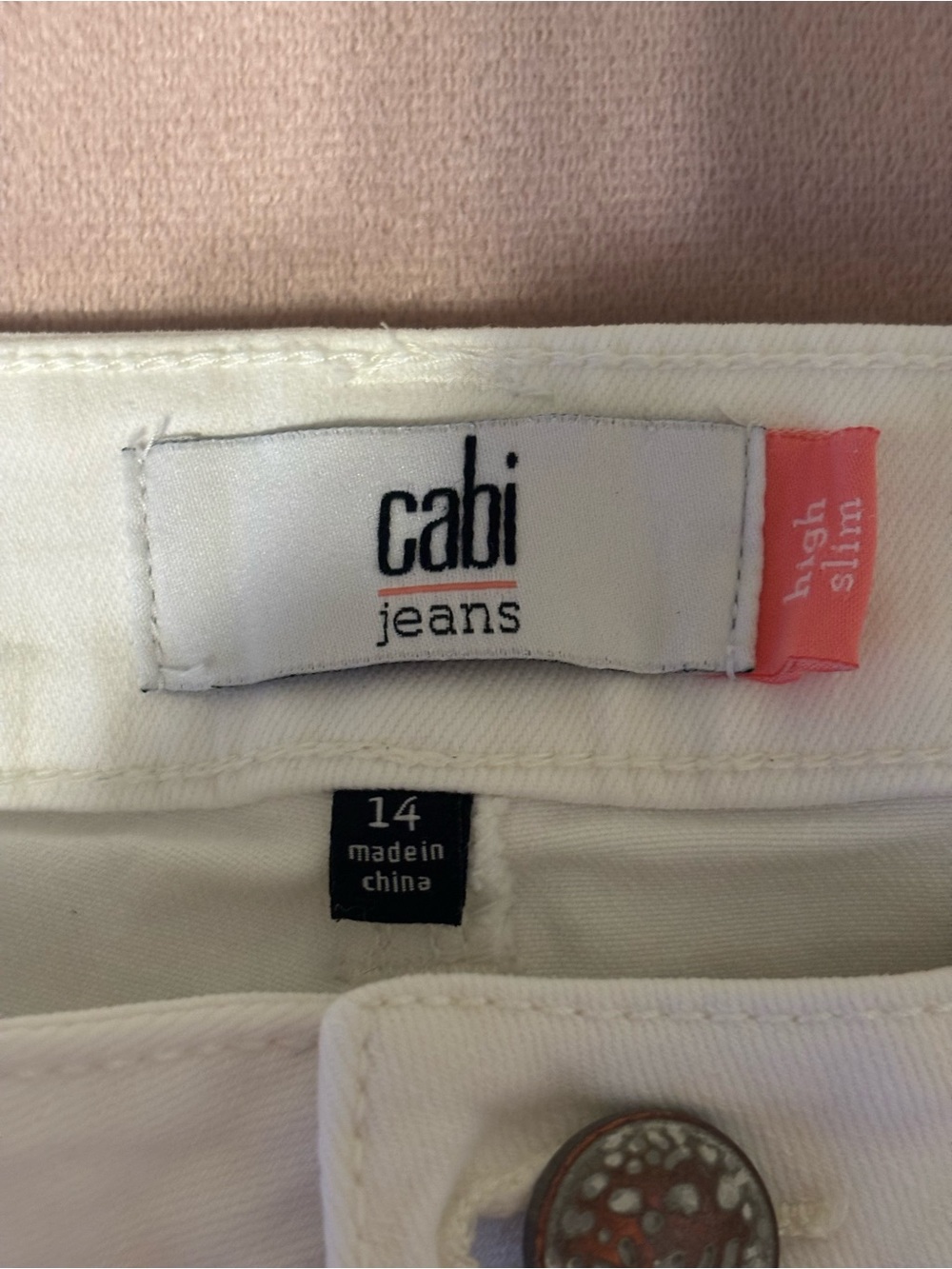 CAbi Jeans High Slim White Distressed Jeans Size 14 - Picture 2 of 9